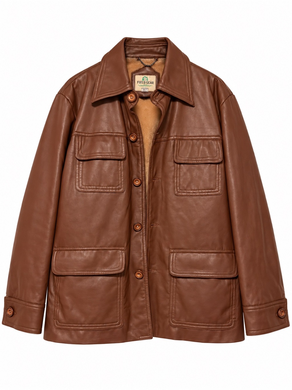 Pacific Trail Brown Leather Field Jacket with Flap Pockets
